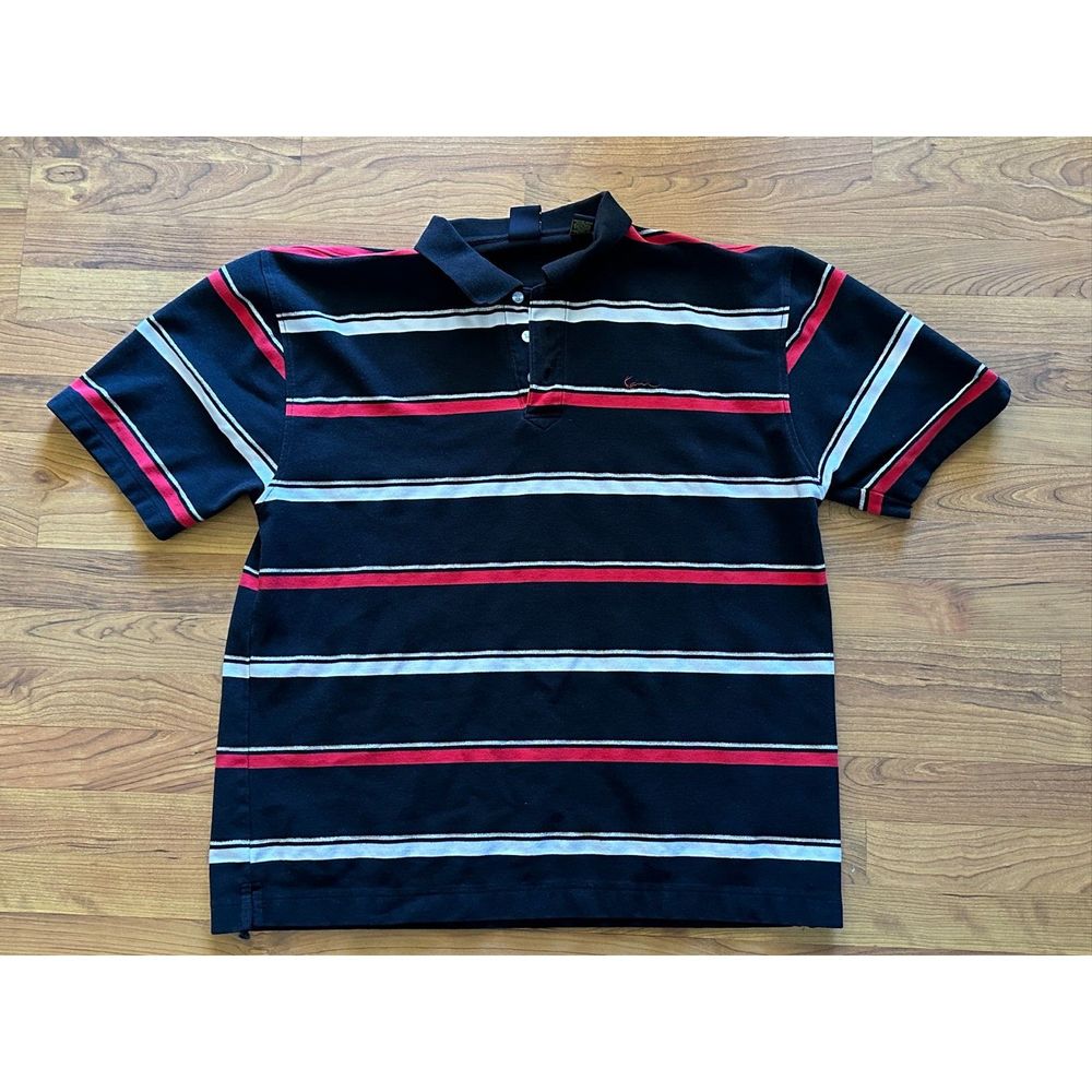 Karl Kani Gold Vintage Striped Polo Shirt, Size 3XL - Classic Urban Fashion